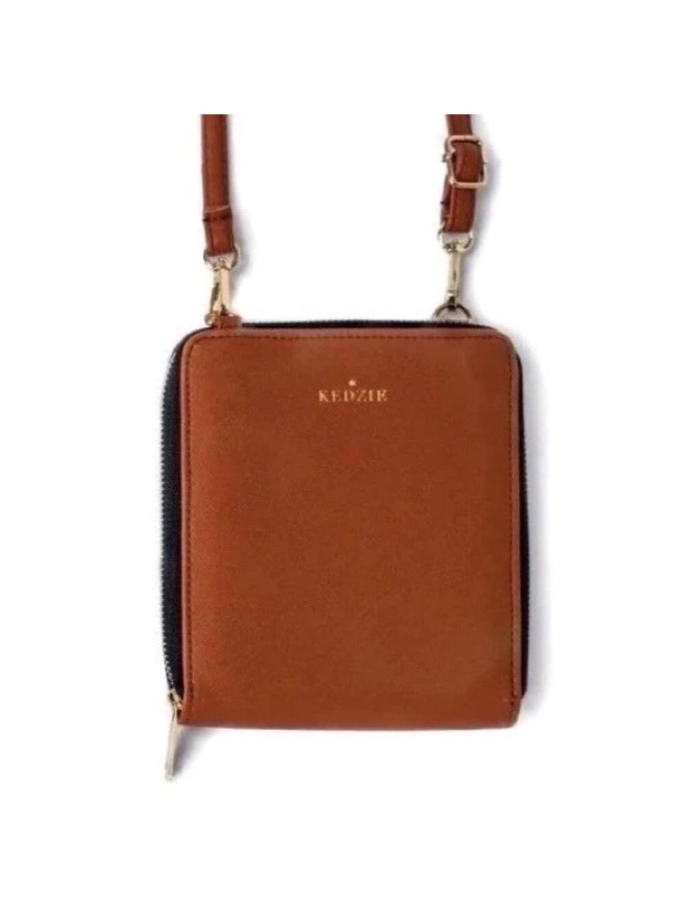 Kedzie Best Little Bag Mini Vegan Leather Crossbody Purse in Chestnut Brown